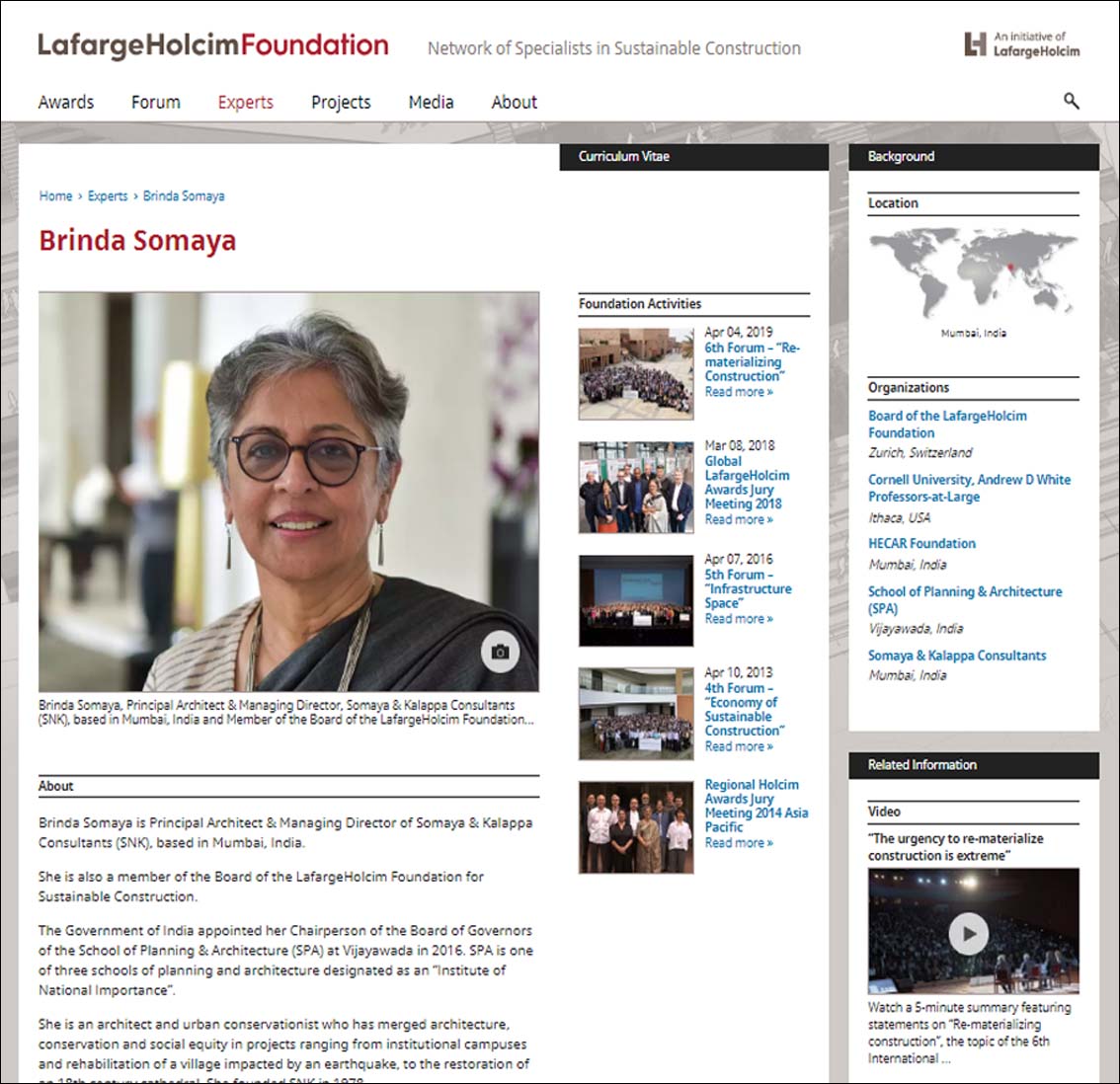 Brinda somaya -Lafarge Holcim Foundation 2019